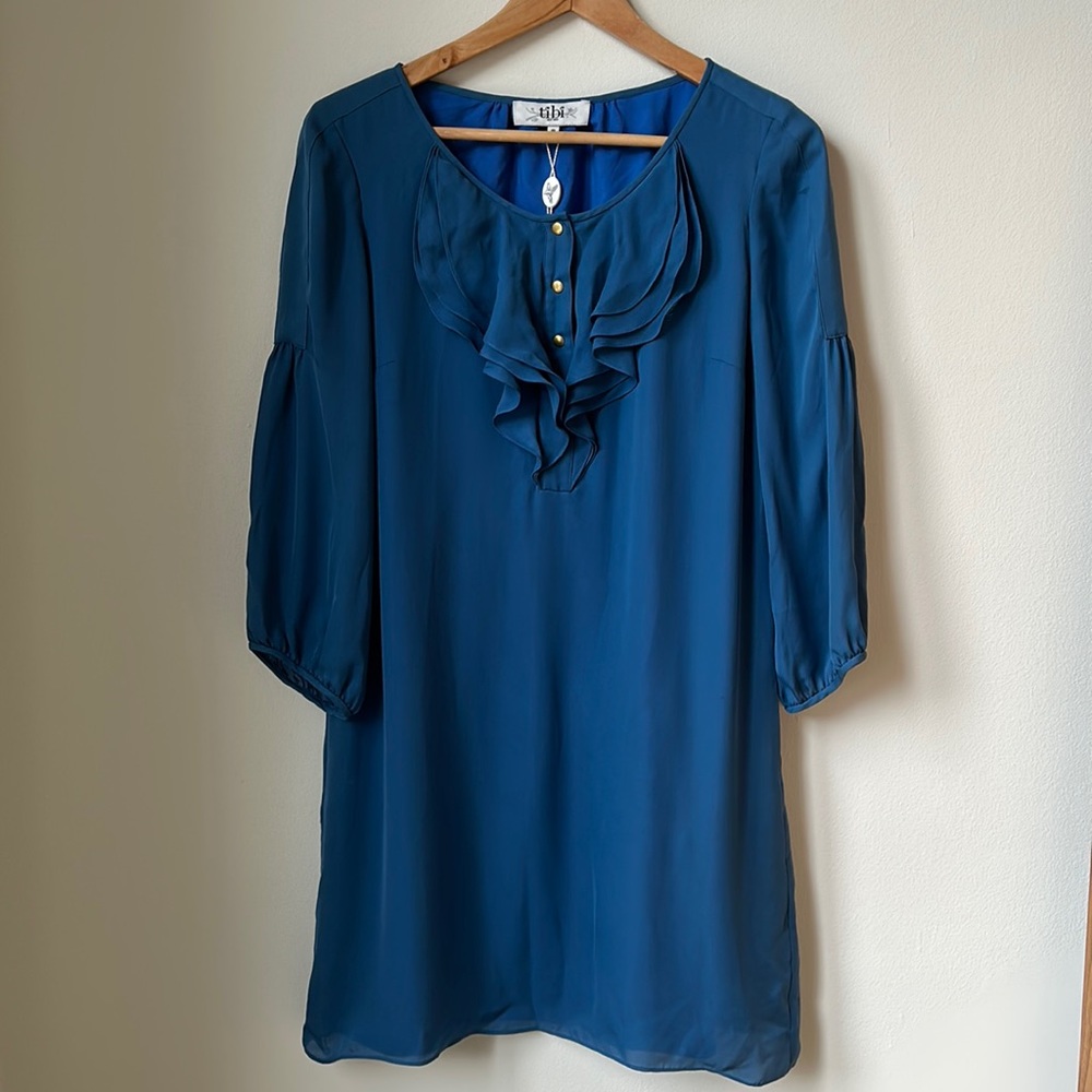 Tibi silk dress with ruffle collar Size 8